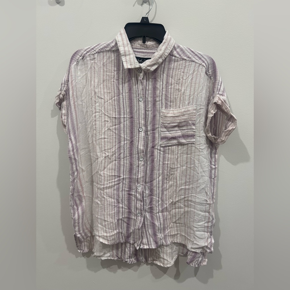 Women’s Striped Shirt - Purple and White